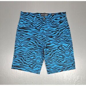 Evolution Denim Artisan Zebra Shorts Mens 40 Blue Skater Hip-Hop Y2K Baggy